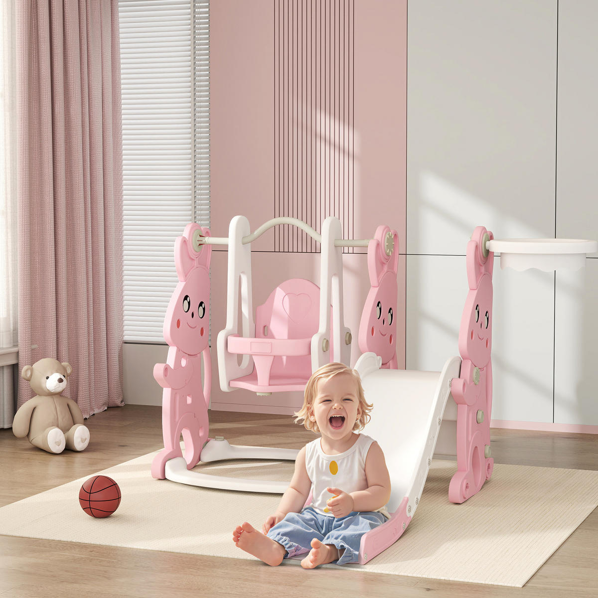 KINDERRUTSCHE DE-17979 Pink - Pink, Kunststoff (160/107/147.5cm) - ComfortXL