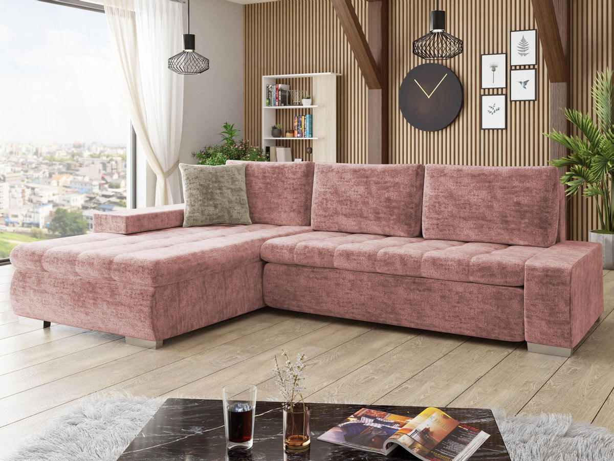 ECKSOFA Orkan Premium - Rosa, Holz/Textil (302/213cm) - MIRJAN24