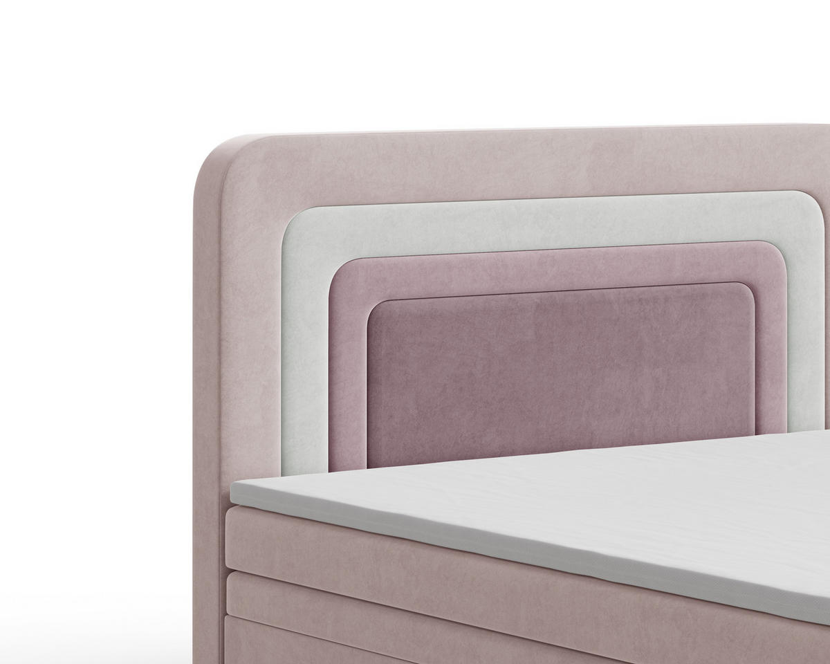 BOXBETT - Bett 10 NEST - Riviera - 140x200 cm - Modernes Polsterbett mit Bettkasten - Altrosa, Holz (140/200cm) - ROYAL24_MARKT