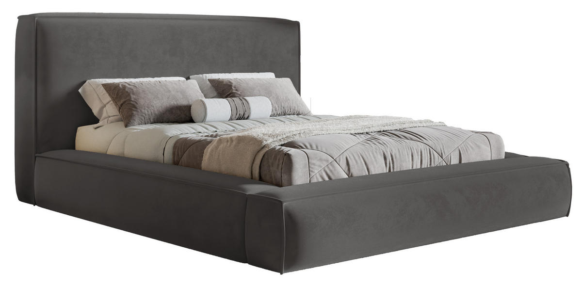 POLSTERBETT 160x200 Karano, Dicker Schaum, Bettkasten, Samt, Dunkelgrau - Dunkelgrau, Holz/Textil (160/200cm) - Emporius