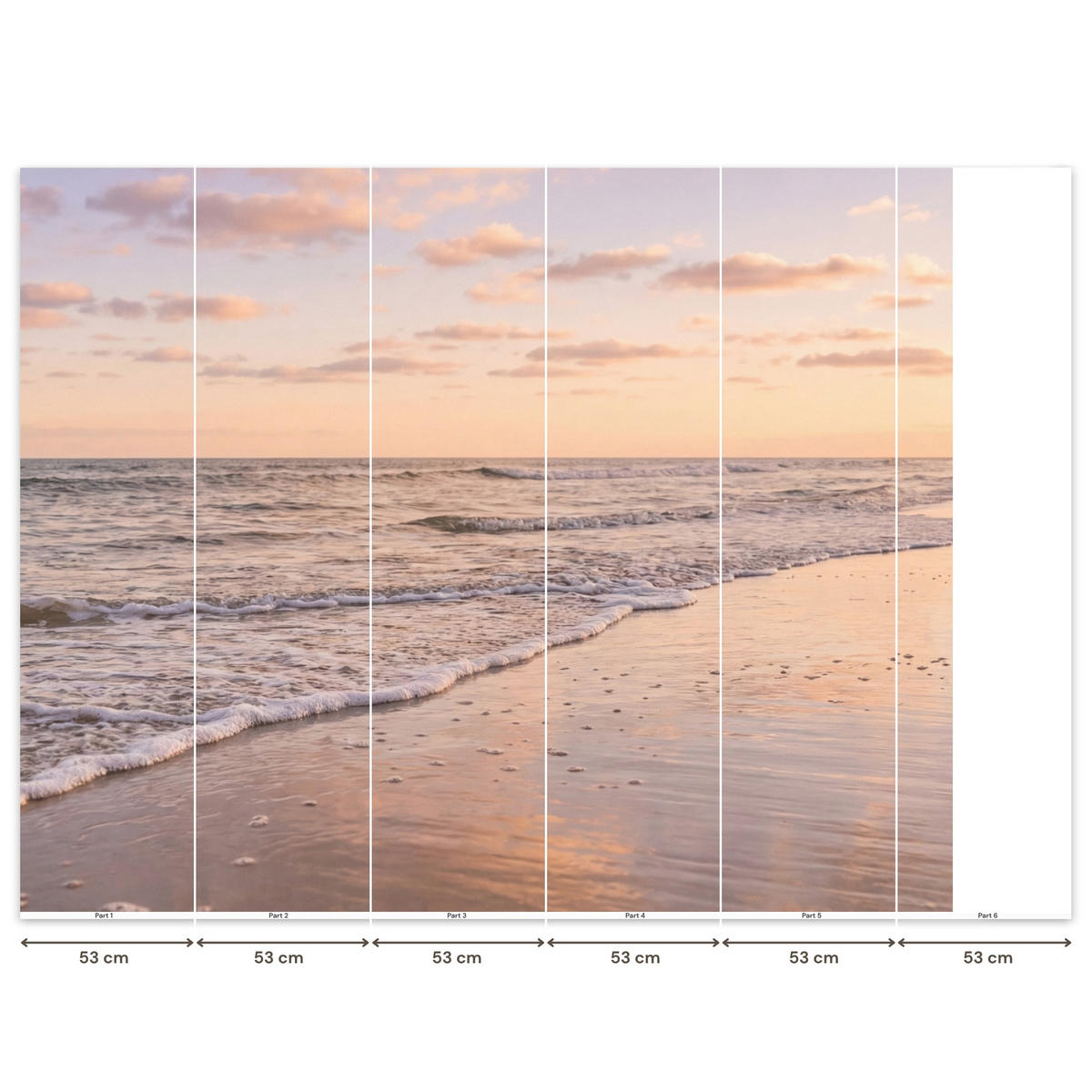 TAPETE - Strand - Brandung - Wolken - 280x220 cm - Hellrosa, Papier (280/220cm) - OnlyWow