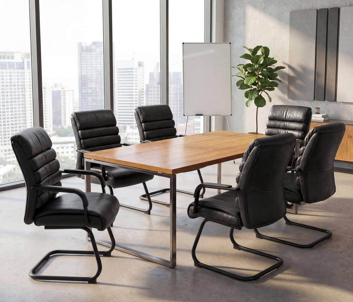 KONFERENZSTUHL Schwarz 6er-Set - Schwarz, Textil (60/100/59cm) - MCW