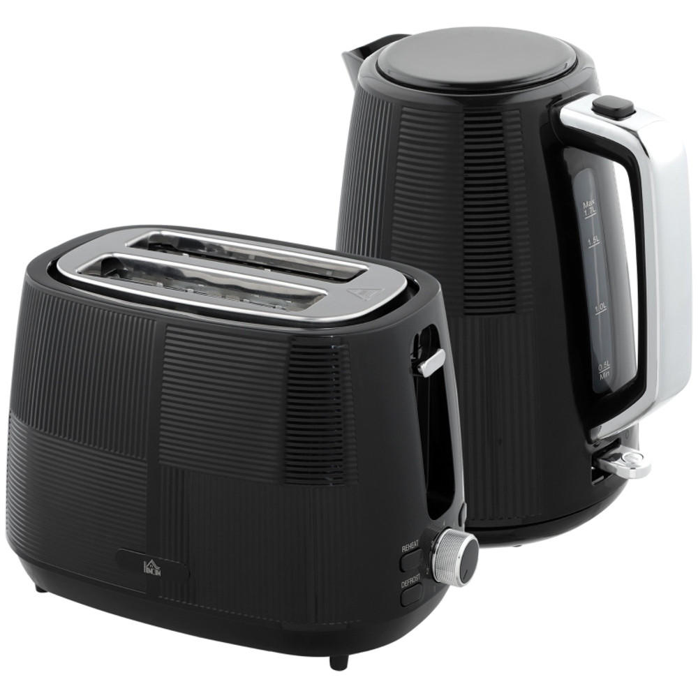 WASSERKOCHER-TOASTER Edelstahl Schwarz 1,7 L - Schwarz, Kunststoff (15.6/23.3/20.4cm) - Rolipo