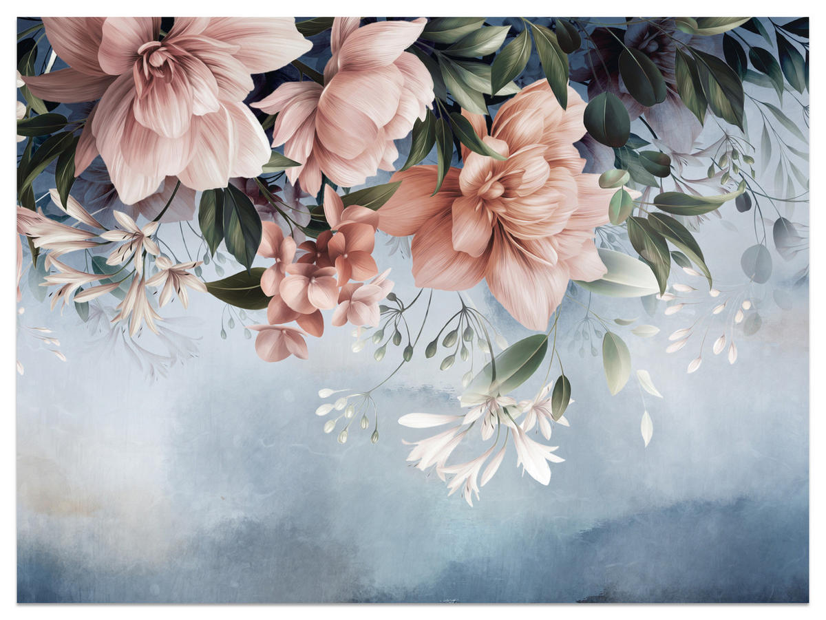 FOTOTAPETA Pre Spálňu Kvety Listy Príroda Rastliny 250 x 175 cm - biela/zelená, papier (250/175cm) - Muralo