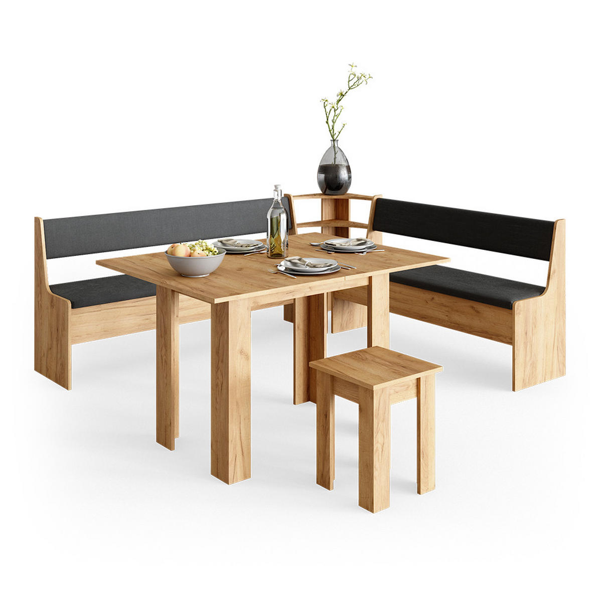 ESSZIMMER-BANK Roman Sandeiche 136.6 x 41.5 cm - Anthrazit/Sonoma Eiche, Holzwerkstoff (41.5/80/136.6cm) - Vicco