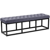 SITZBANK 150/37 cm Samt Grau - Schwarz/Grau, Textil/Metall (150/42/37cm) - CLP