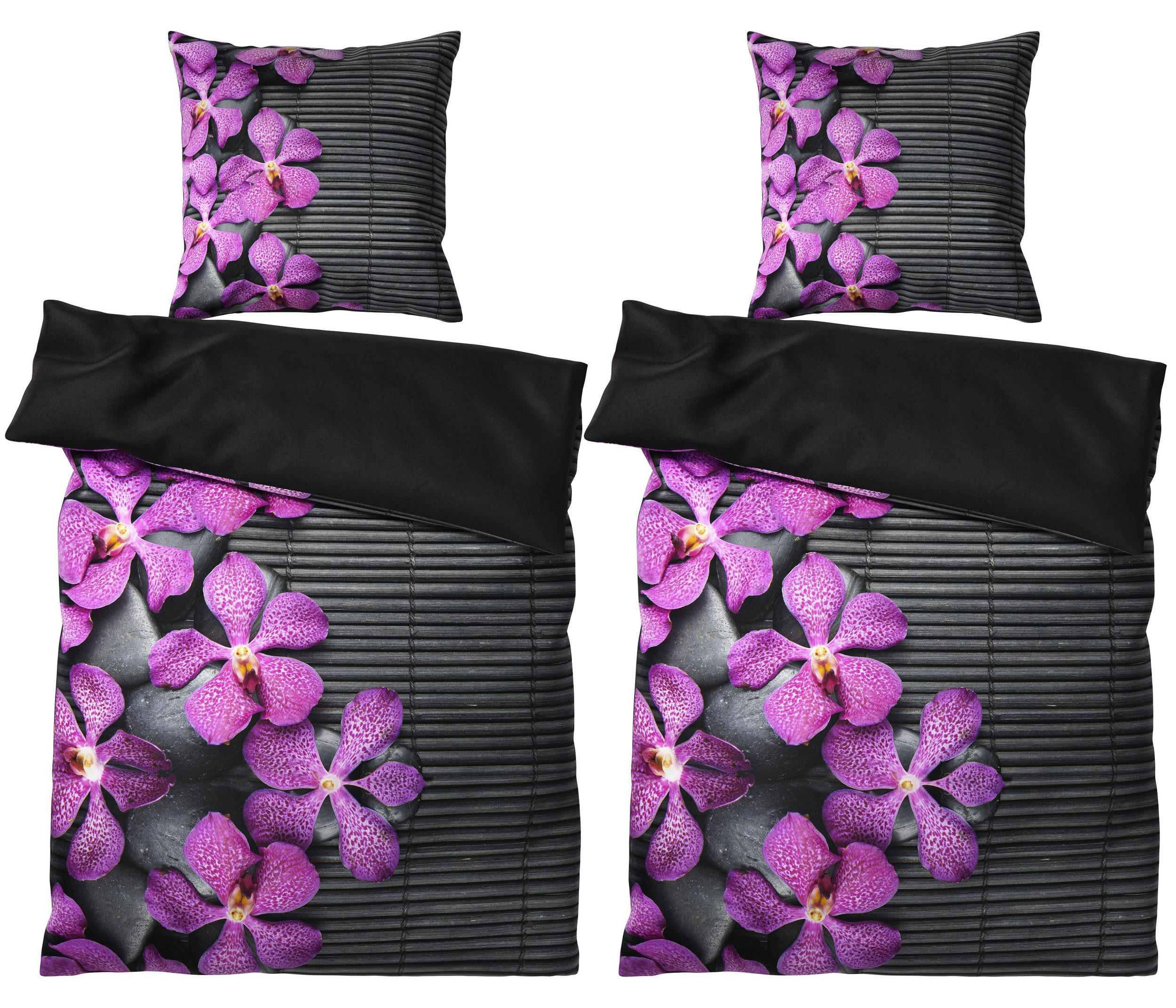 BETTWÄSCHE 4-teilig Vanda - Violett, Naturmaterialien (135/200cm) - Sanilo