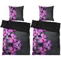 BETTWÄSCHE 4-teilig Vanda - Violett, Naturmaterialien (135/200cm) - Sanilo