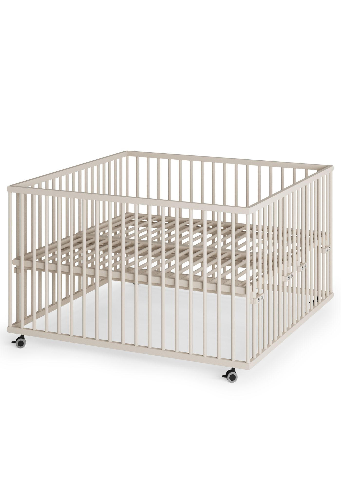 LAUFGITTER XXL 120x120 cm mit Lattenrost - sahara dust - Premium Kollektion - Sandfarben, Holz (120/74/120cm) - Sämann – make a difference.