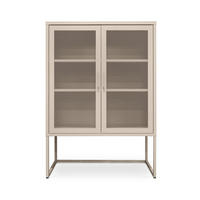 HIGHBOARD im Industrial-Design aus Metall H.120cm 2 Türen Streckmetall Beige - Kai - Beige, Metall (85/120/45cm) - Sicaan