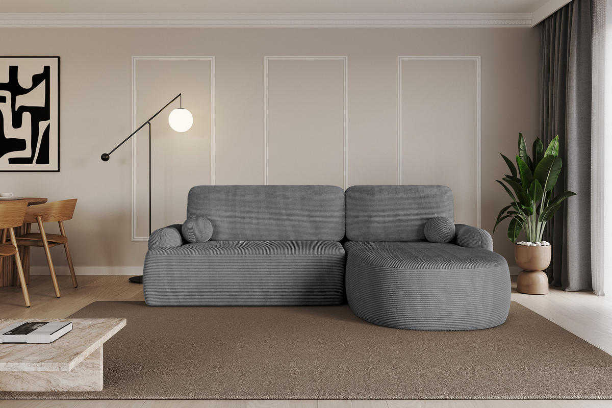 ECKSOFA mit Schlaffunktion und Bettkasten LIRA-L - 264x172x89 Dunkelgrau - Dunkelgrau, Holzwerkstoff/Textil (172/264cm) - ALTDECOR