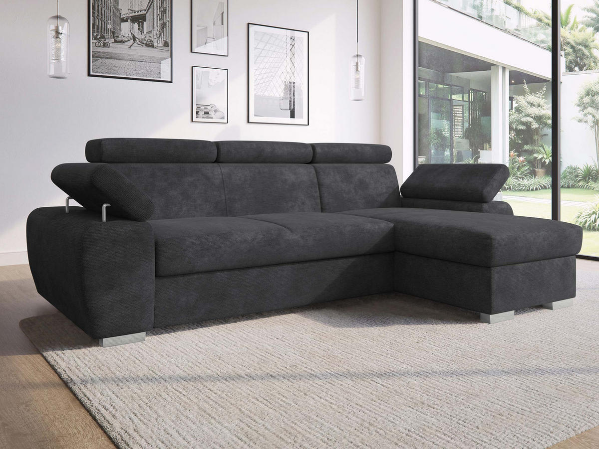 ECKSOFA Plaza L - Dunkelgrau/Silberfarben, Holz/Kunststoff (255/170cm) - MIRJAN24