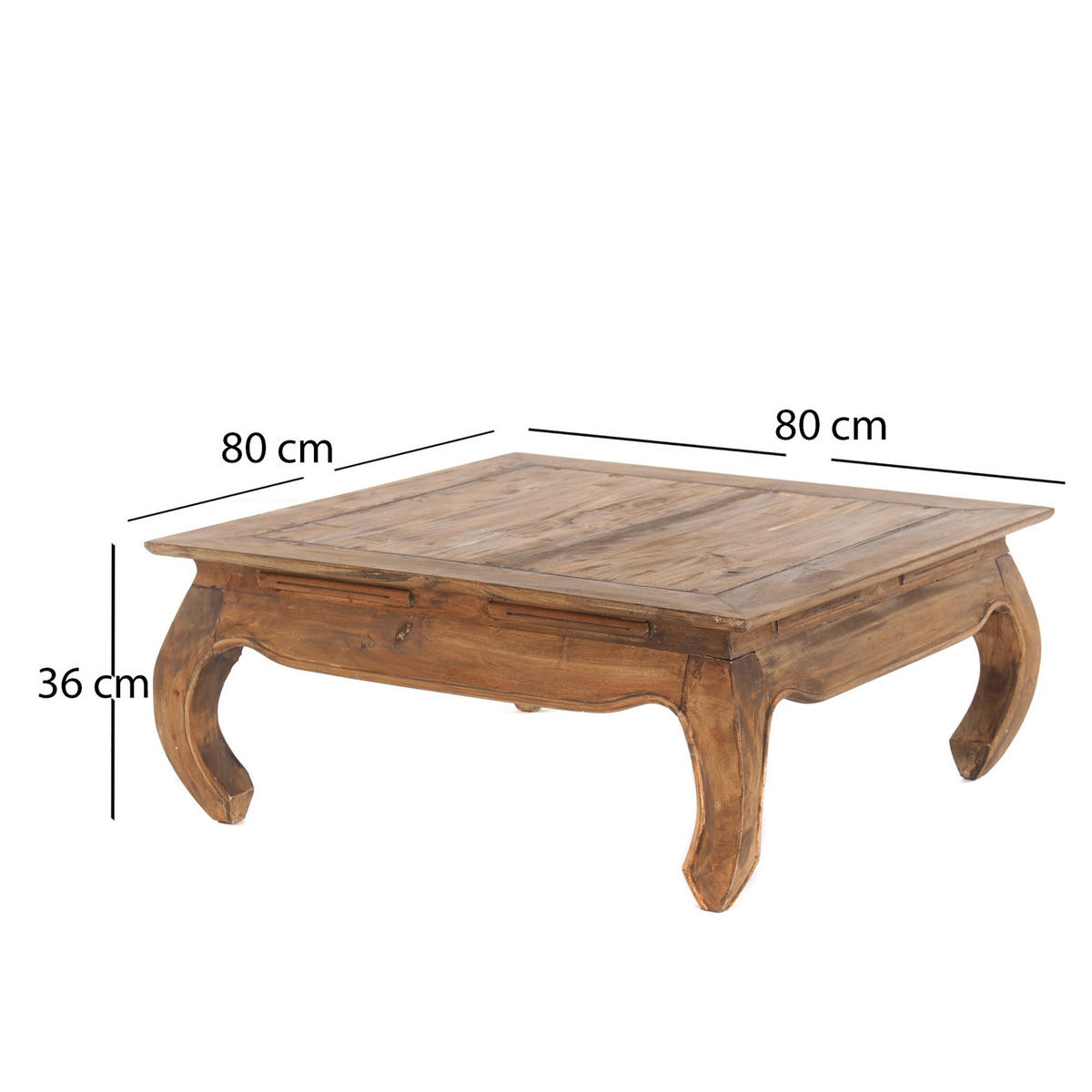 OPIUMTISCH EAST 80 Mahagoni Massivholz 01 natur-vintage - Naturfarben, Holz (80/80/36cm) - DESIGN DELIGHTS