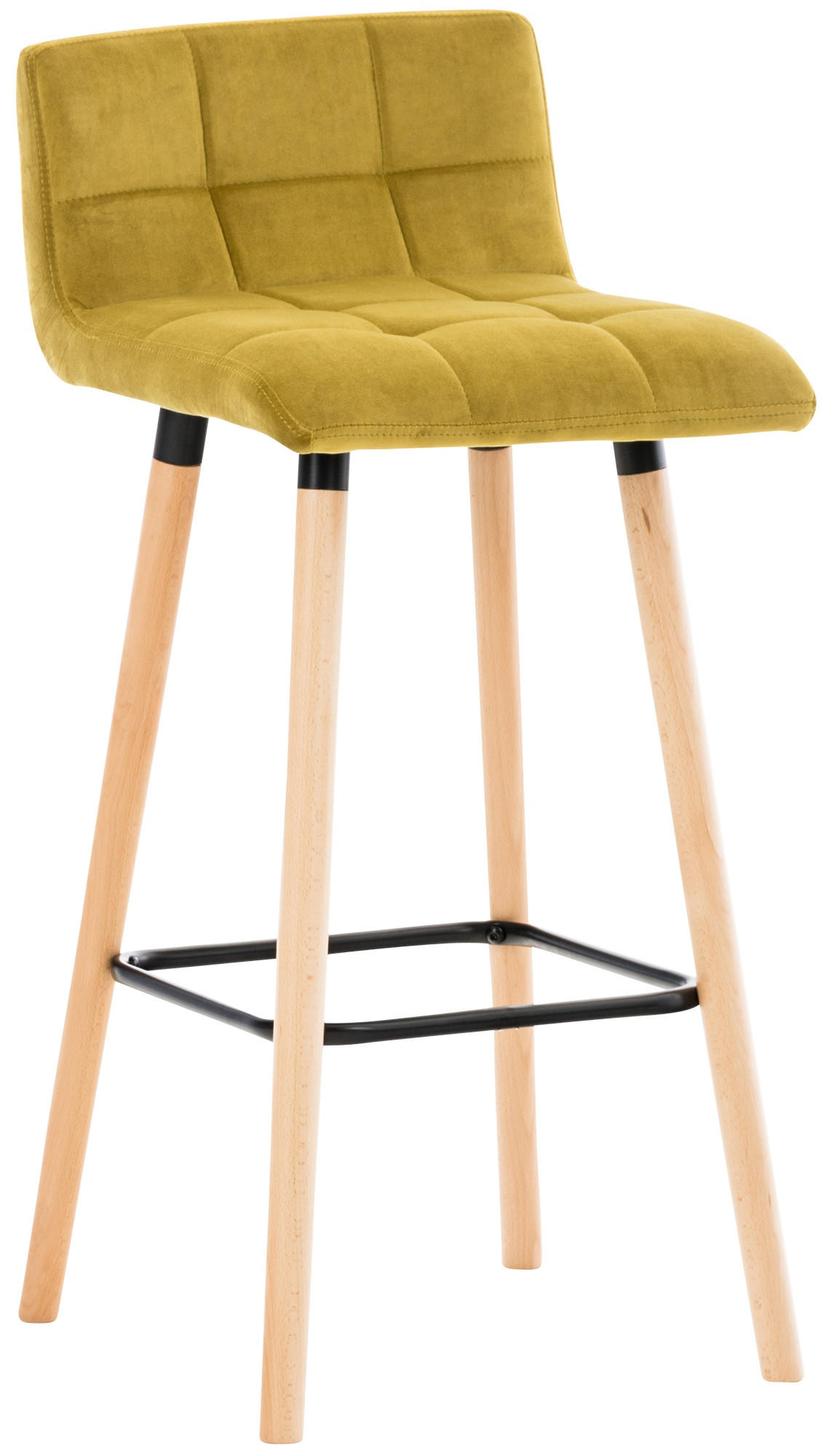 BARHOCKER Samt Gelb - Eukalyptusholzfarben/Gelb, Holz/Textil (42/94/49cm) - CLP
