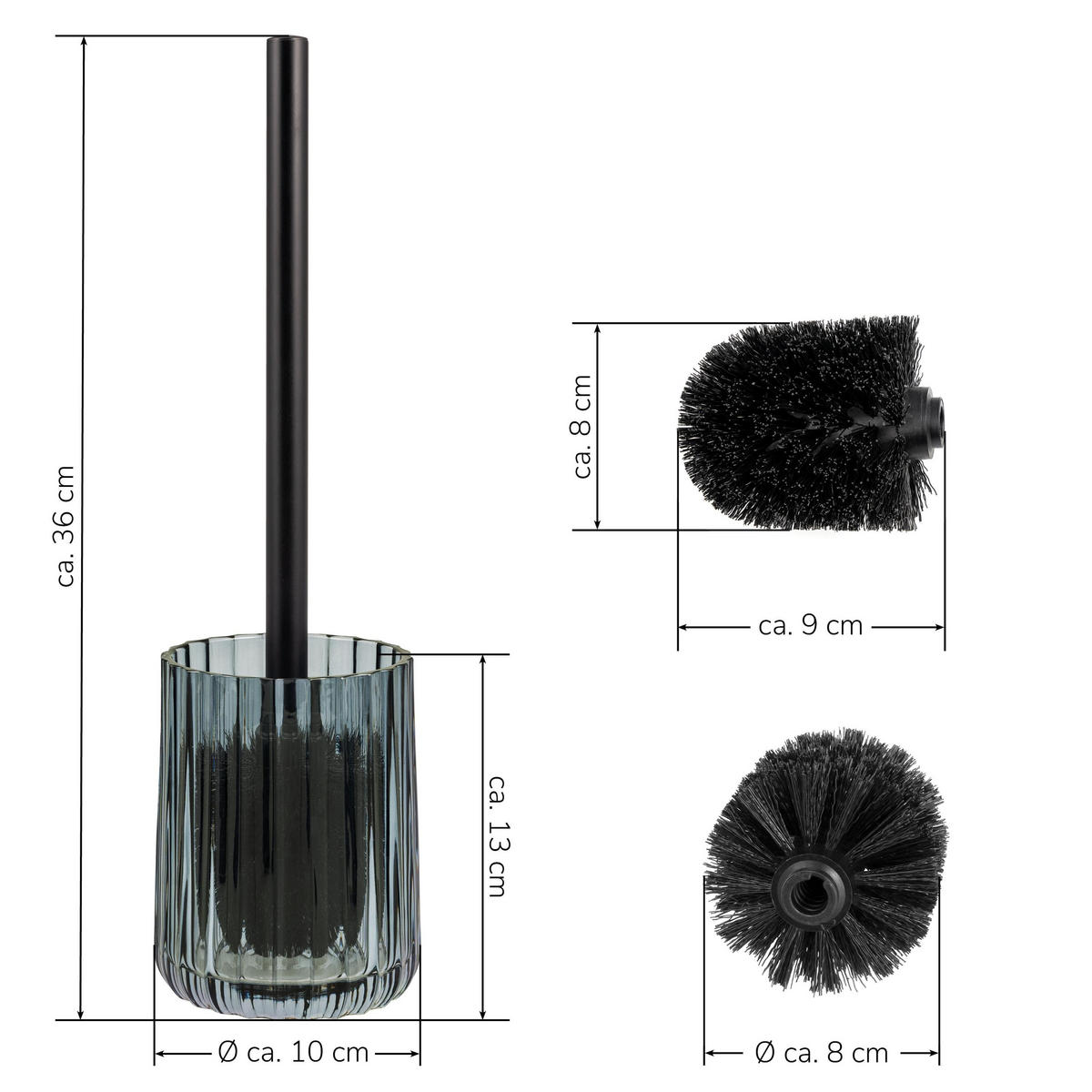 WC-GARNITUR, grau - Grau, Glas (10/36/10cm) - bremermann