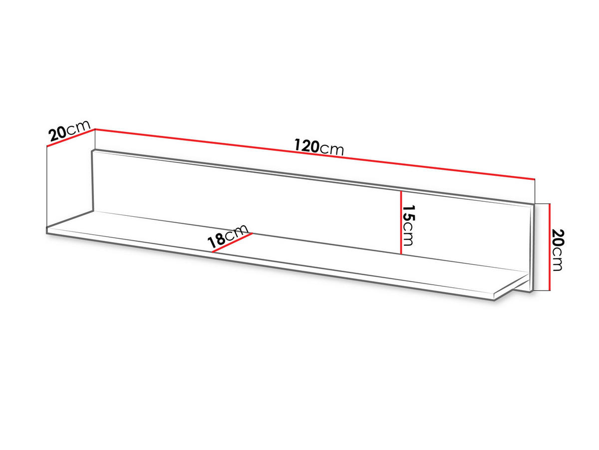 WANDREGAL Aruba 120 - Naturfarben, Holzwerkstoff (120/20/20cm) - MIRJAN24