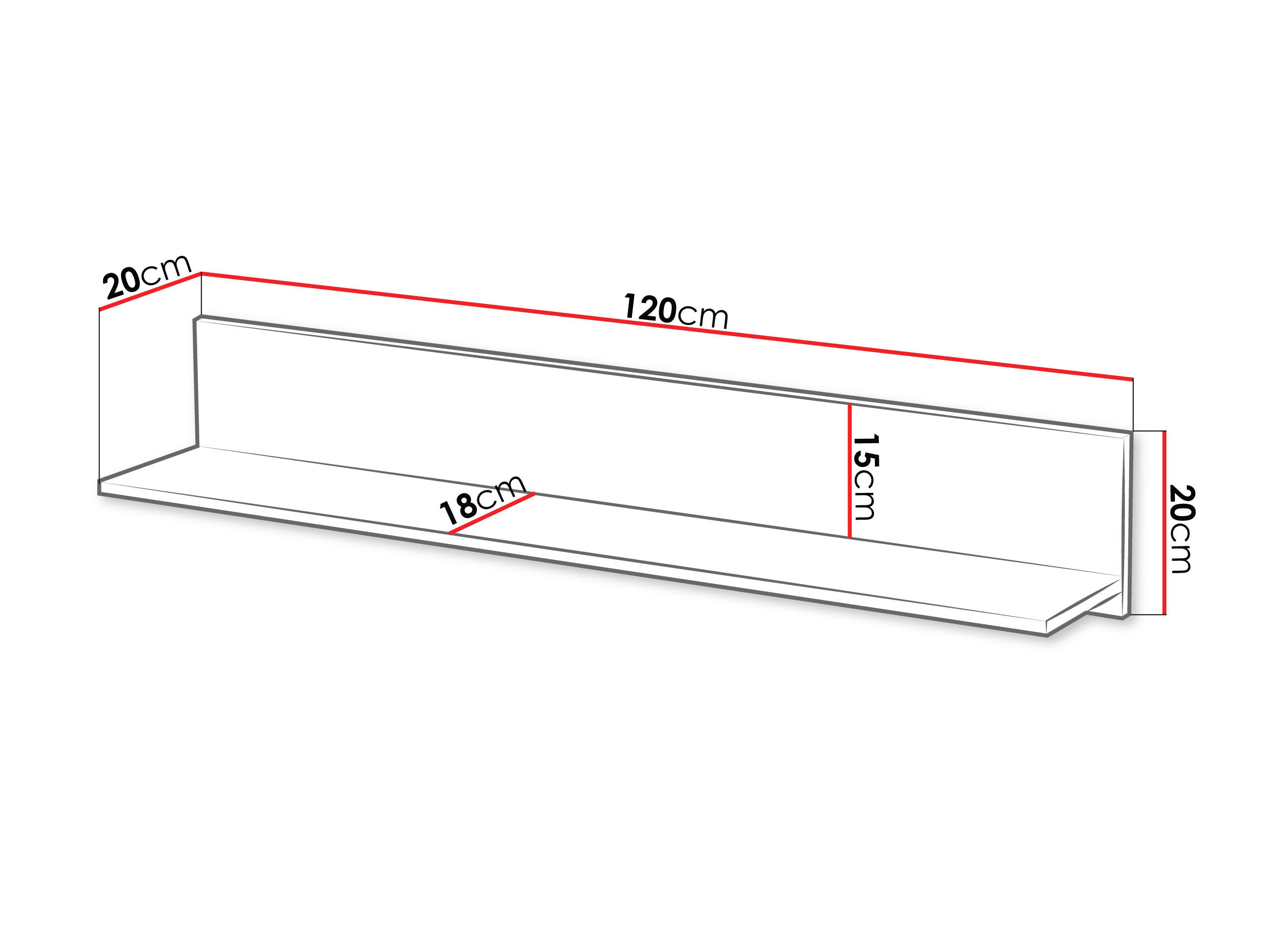 Thumbnail - Mirjan24 Wandregal, Natur, Holzwerkstoff, 120x20x20 cm, Wohnzimmer, Regale, Wandregale