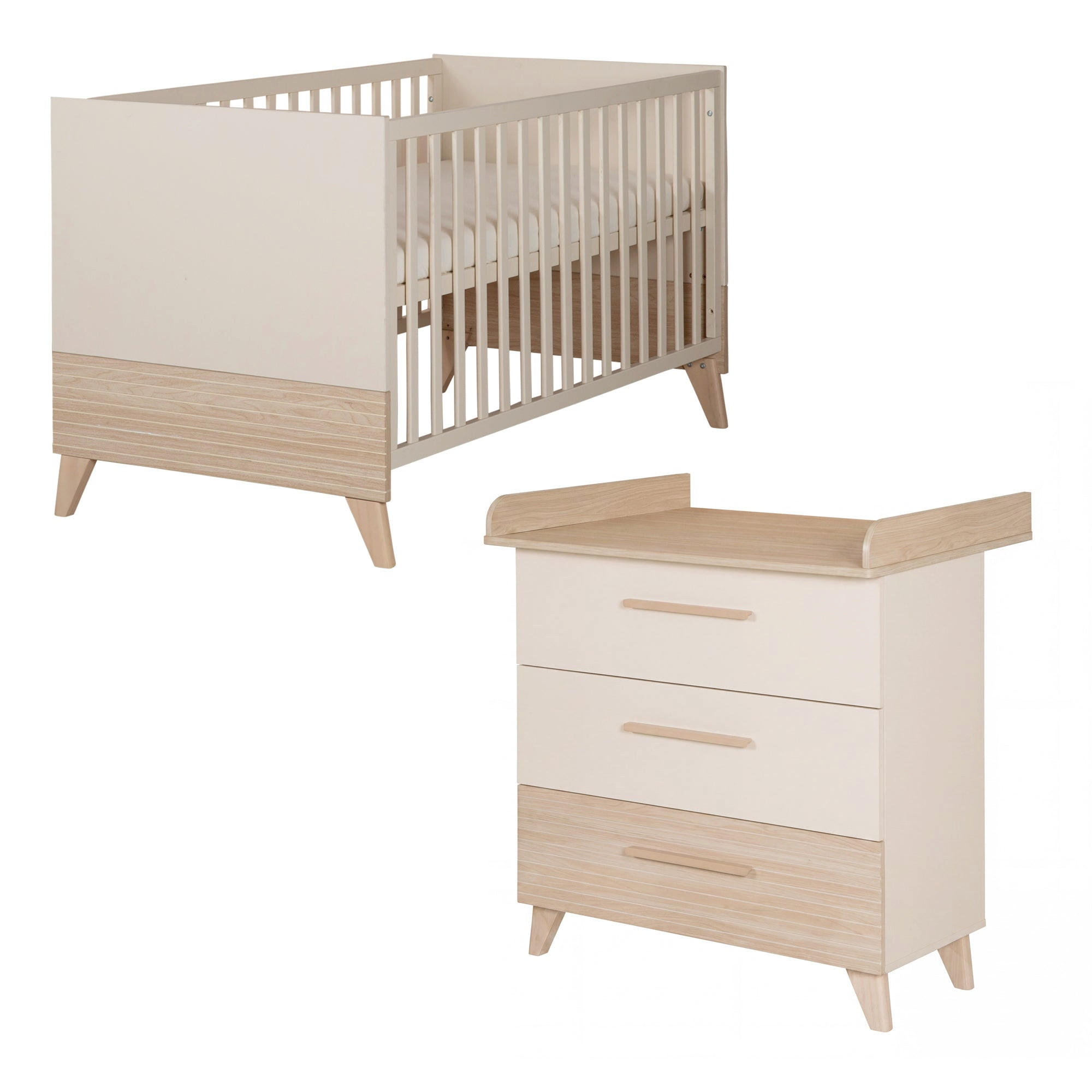 BABYMÖBEL-SET Sidney 2-teilig - Kaschmir/Eichefarben, Holz/Holzwerkstoff (143/98.5/76cm) - Roba