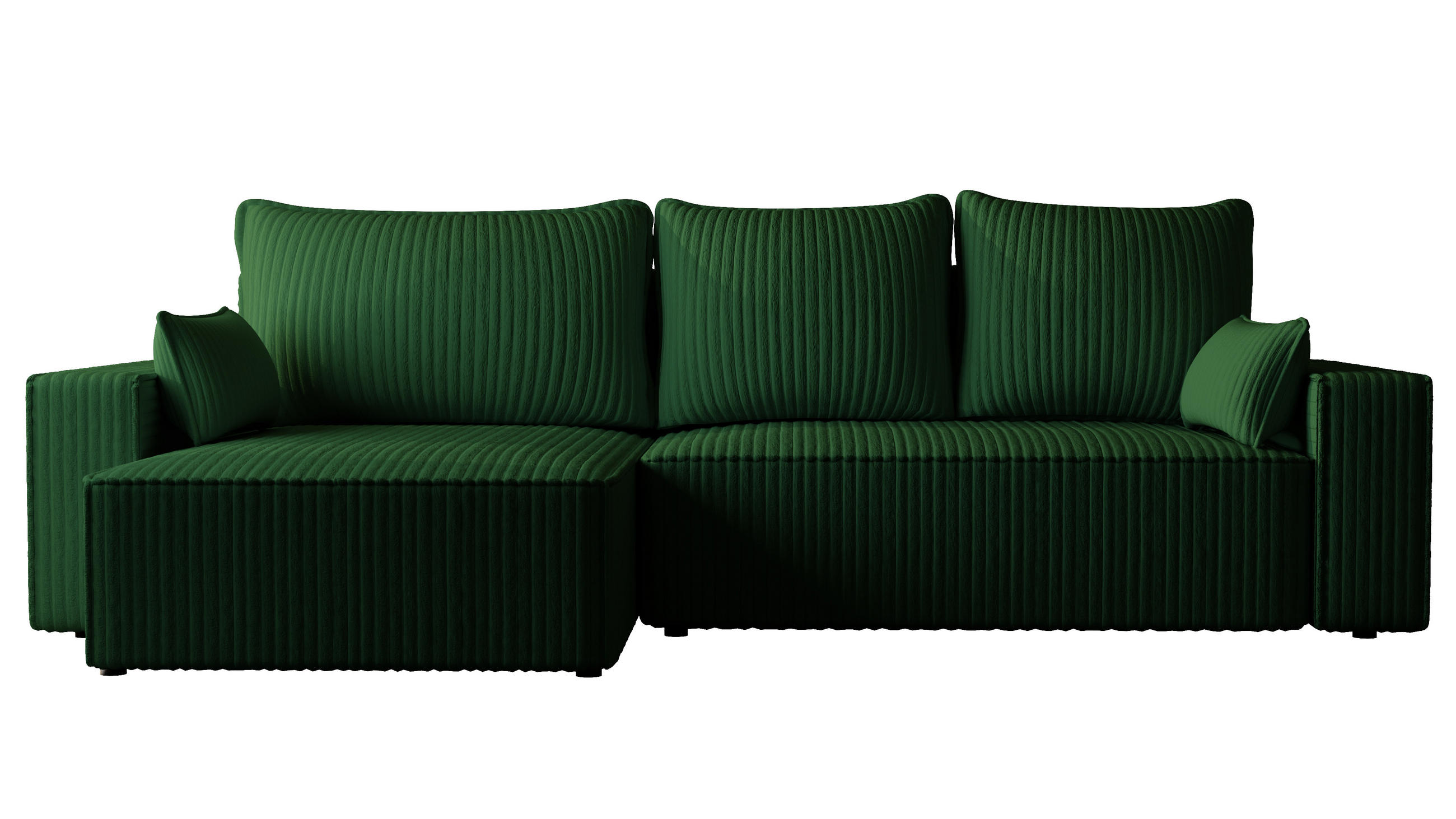 ECKSOFA Tobi mit Bettkasten und Schlaffunktion, L-Form/XL-Form, Cordstoff, Universal - Waldgrün, Holzwerkstoff (276/145cm) - 4ALL HOME
