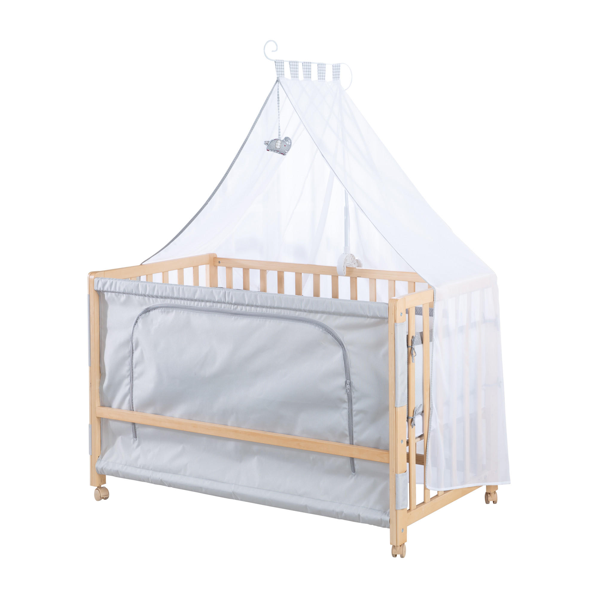 BABYBETT Jumbo twins grau 4er-Set 60 x 120 cm - Naturfarben, Holzwerkstoff (60/120cm) - Roba