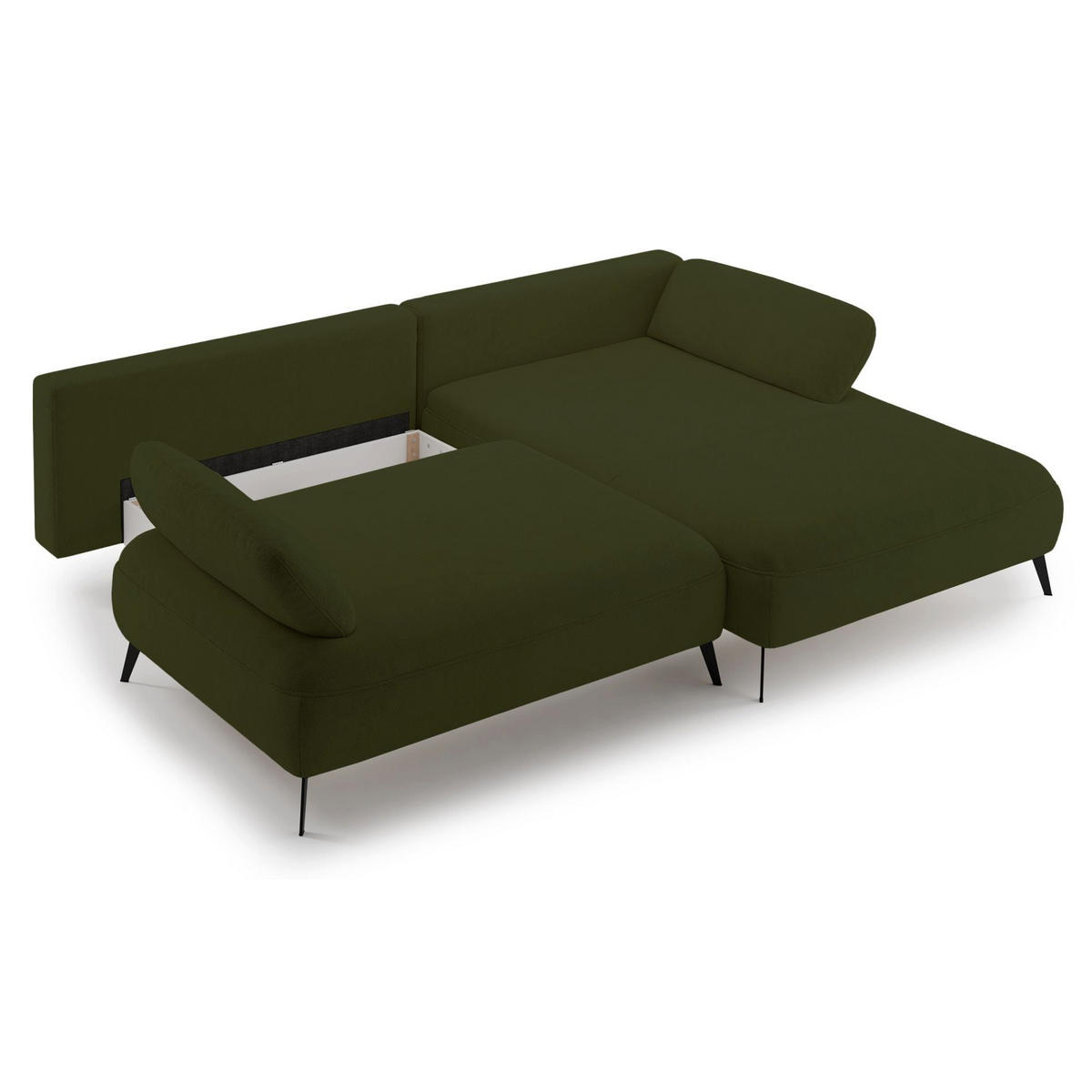 ECKSOFA Avolla Olivgrün rechts - Schwarz/Olivgrün, Textil/Metall (186/284cm) - Selsey