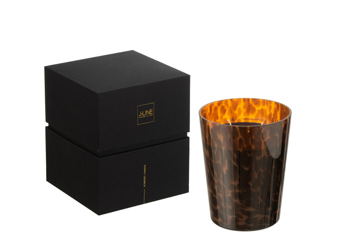 DUFTKERZE NOA - Braun - M - 68 Std. - Cognac, Paraffin (12.5/15cm) - J-Line
