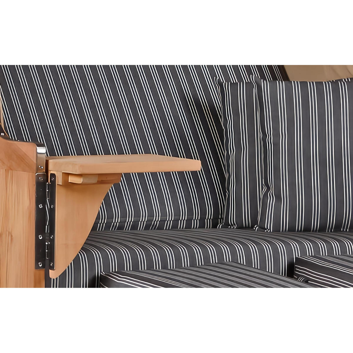 STRANDKORB SEEBLICK 2 Sitzer Teak - Braun/Grau, Metall (125/170/80cm) - Mr. Deko