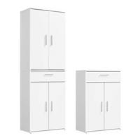 MEHRZWECKSCHRANK SET Der Allzweckwaffe - Silberfarben/Weiß, Holzwerkstoff (60/180/34cm) - Mokebo