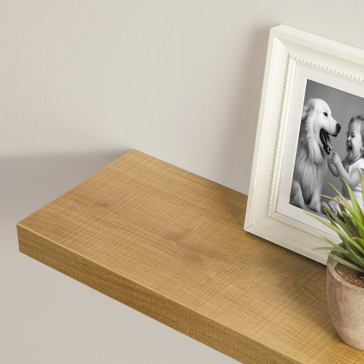 WANDREGAL Holzoptik Honigbraun schwebend 80x20x4 cm - Honig, Holzwerkstoff/Metall (20/3.8/80cm) - Begryf