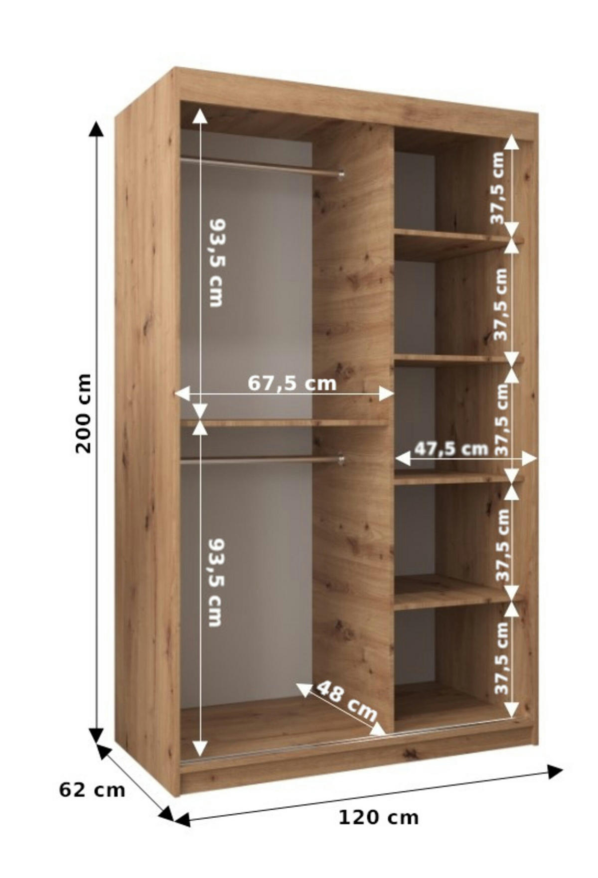 SCHIEBETÜRENSCHRANK - Kleiderschrank MALTESE 120 Schwarz + schubladen - Schwarz, Holzwerkstoff (120/200/62cm) - Möblo