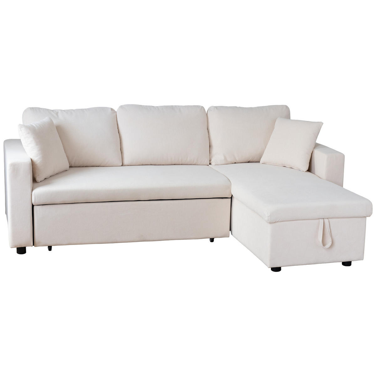 ECKSOFA Clark Beige 3 Plätze - Beige, Textil (225/146cm) - Happy Garden