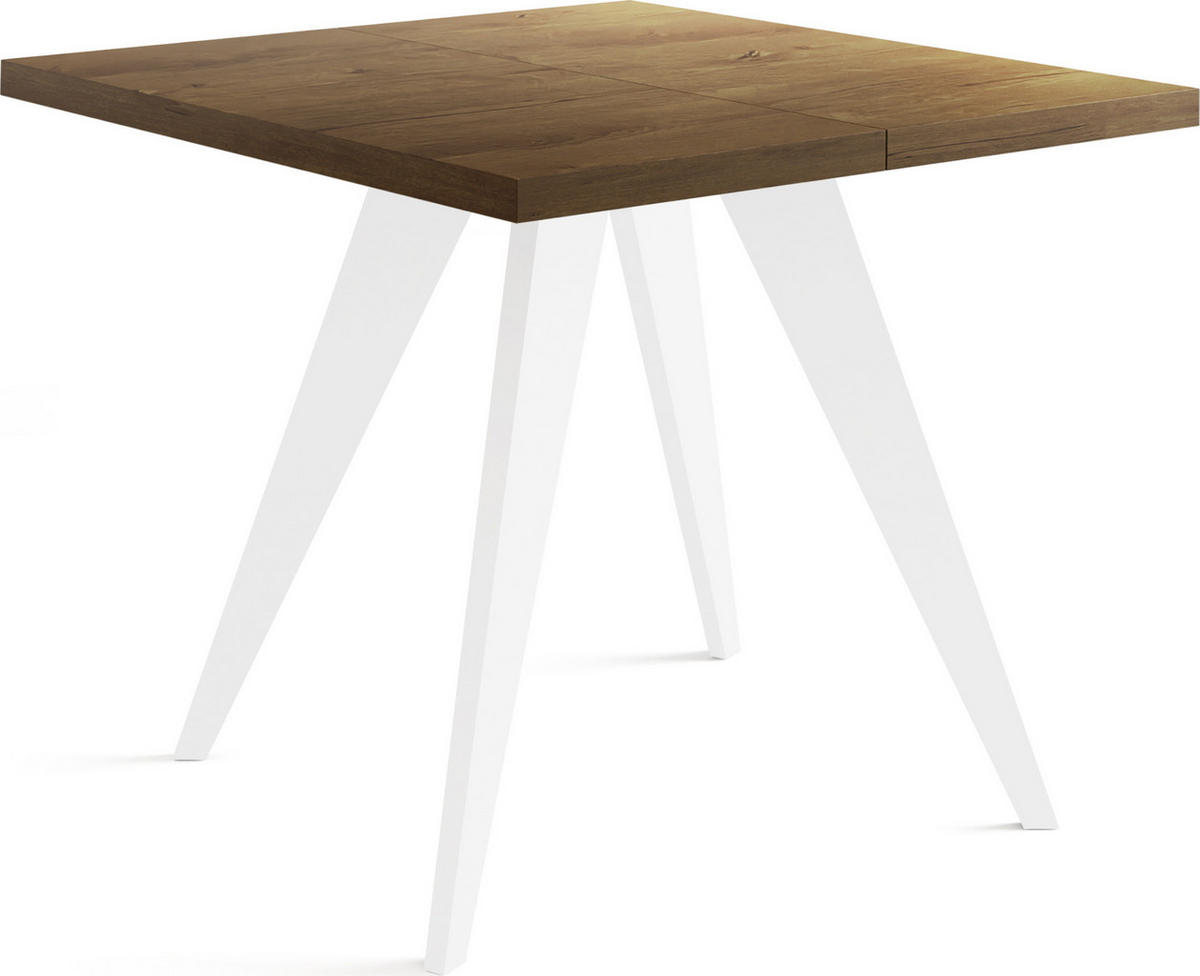 ESSTISCH Quadro quadratischer ausziehbarer, Lefkas Eiche 100-200/100/76 cm - Alteiche/Weiß, Holz/Holzwerkstoff (100/100/76cm) - WFL GROUP