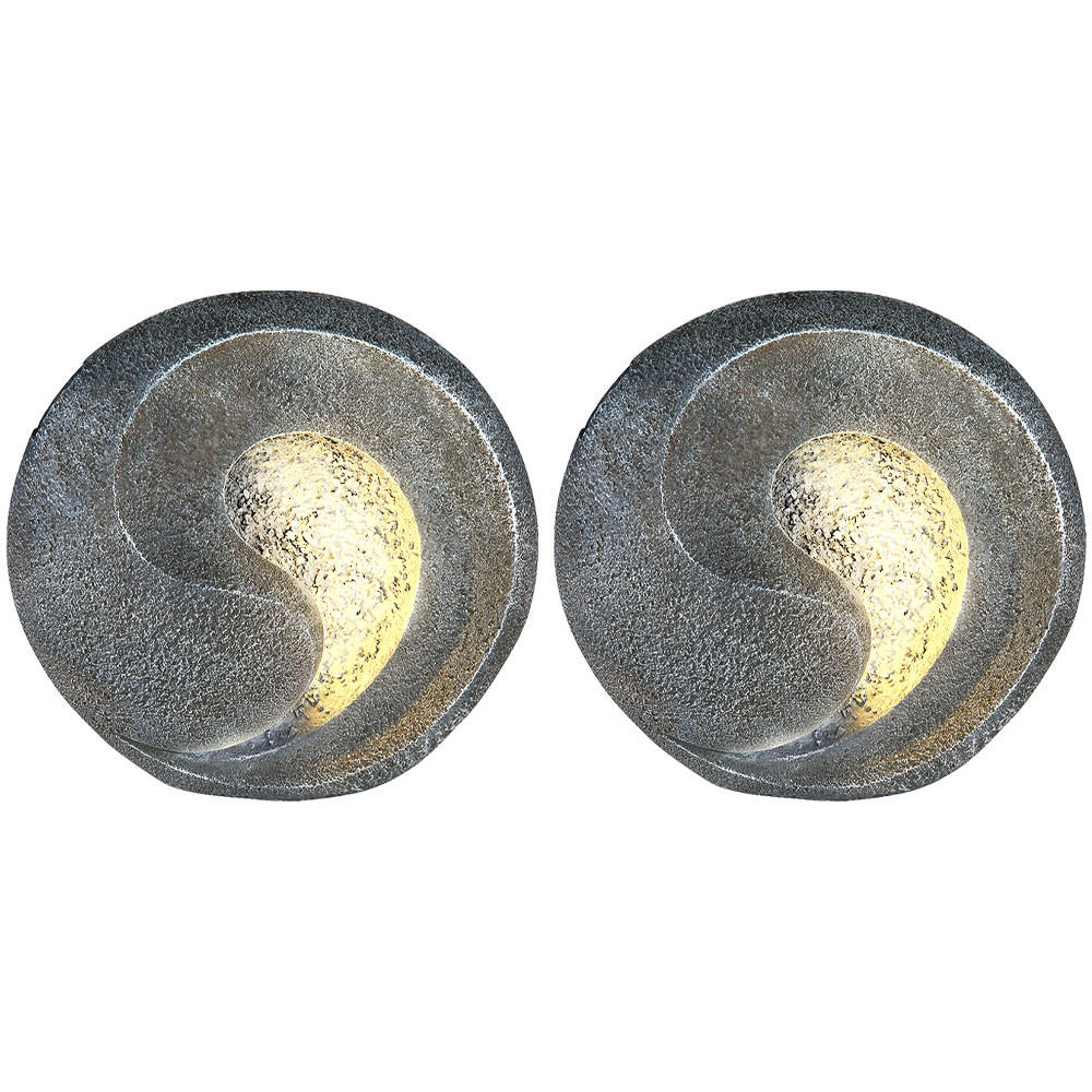 LED AUSSENLEUCHTE Skulptur Grau 2er Set - Grau, Kunststoff (29.5/11/29cm) - Globo Lighting