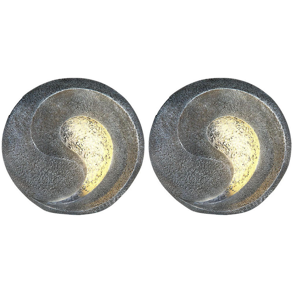 LED AUSSENLEUCHTE Skulptur Grau 2er Set - Grau, Kunststoff (29.5/11/29cm) - Globo Lighting