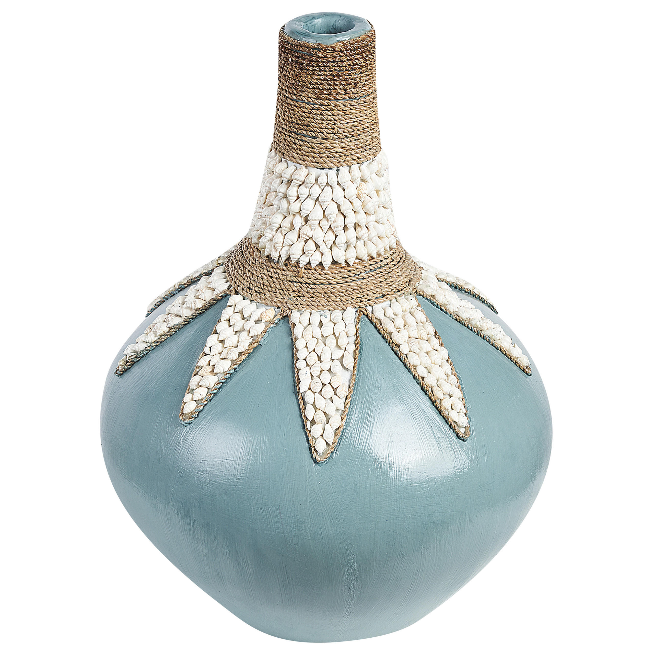 DEKOVASE Terrakotta blau Silau - Blau, Stein (43cm) - Beliani