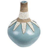 DEKOVASE Terrakotta blau Silau - Blau, Stein (43cm) - Beliani