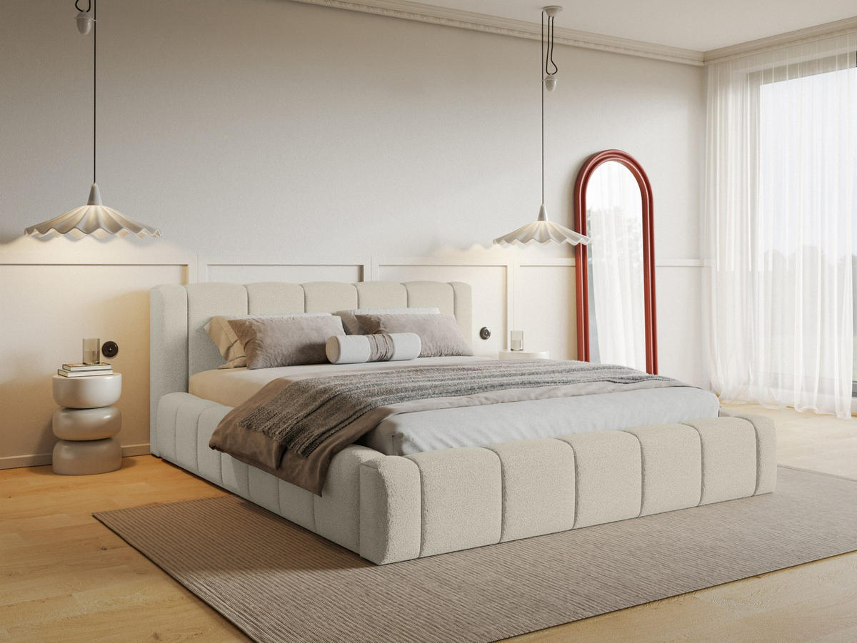 POLSTERBETT Nedi 200x200 cm, Beige - Beige, Textil (200/200cm) - Fedve