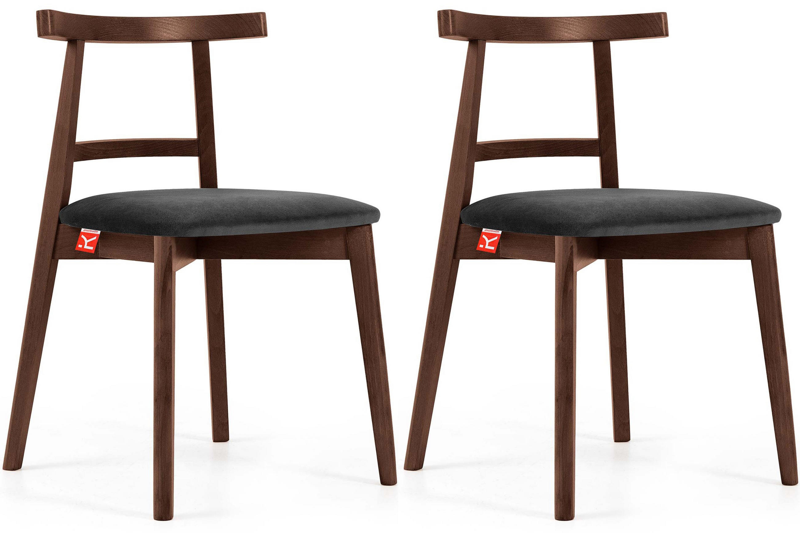 ESSTISCHSTÜHLE LILIO 2 St Vintage, Graphit / mittelbraun - Dunkelgrau/Braun, Holz/Textil (47/76/45cm) - KONSIMO®