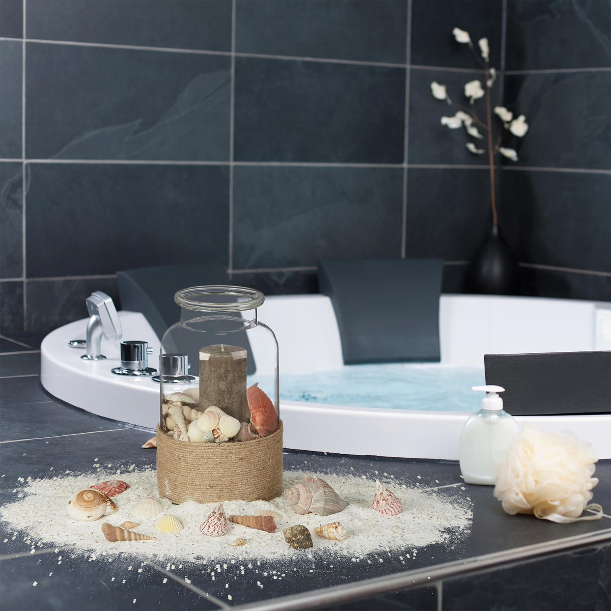 MUSCHEL Set - Silberfarben, Naturmaterialen/Textil (18/18/11cm) - Relaxdays