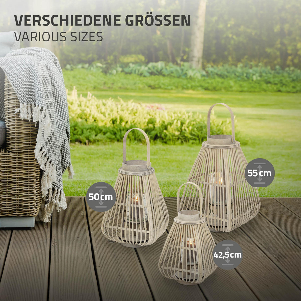 BAMBUSOVÁ LAMPION V: 55 cm, dřevěná barva, styl boho - přírodní, dřevo (28/55/28cm) - ECD-Germany