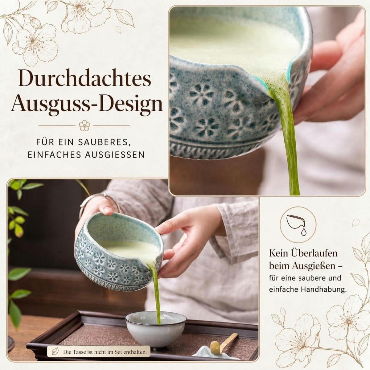 MATCHA-SET 7-teiliges Set mit Schüssel und Schneebesen - Blau, Keramik (11.6/21/29.5cm)