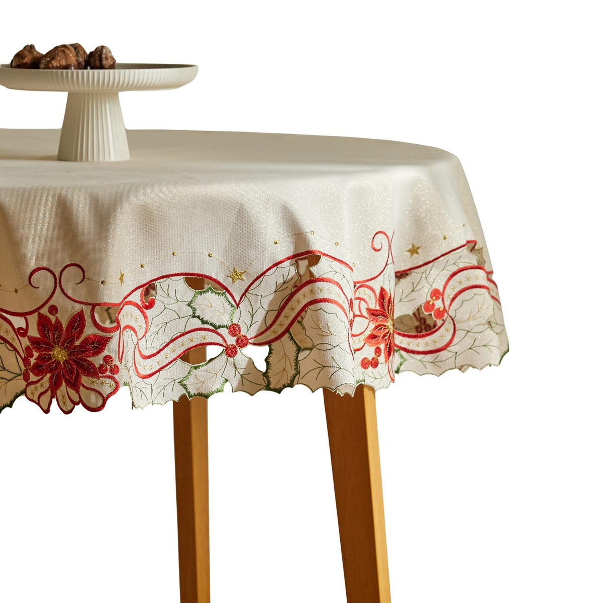 TISCHDECKE Weihnachten Estrelo 158 cm, Rund Gold - Goldfarben, Textil (158cm) - home&you