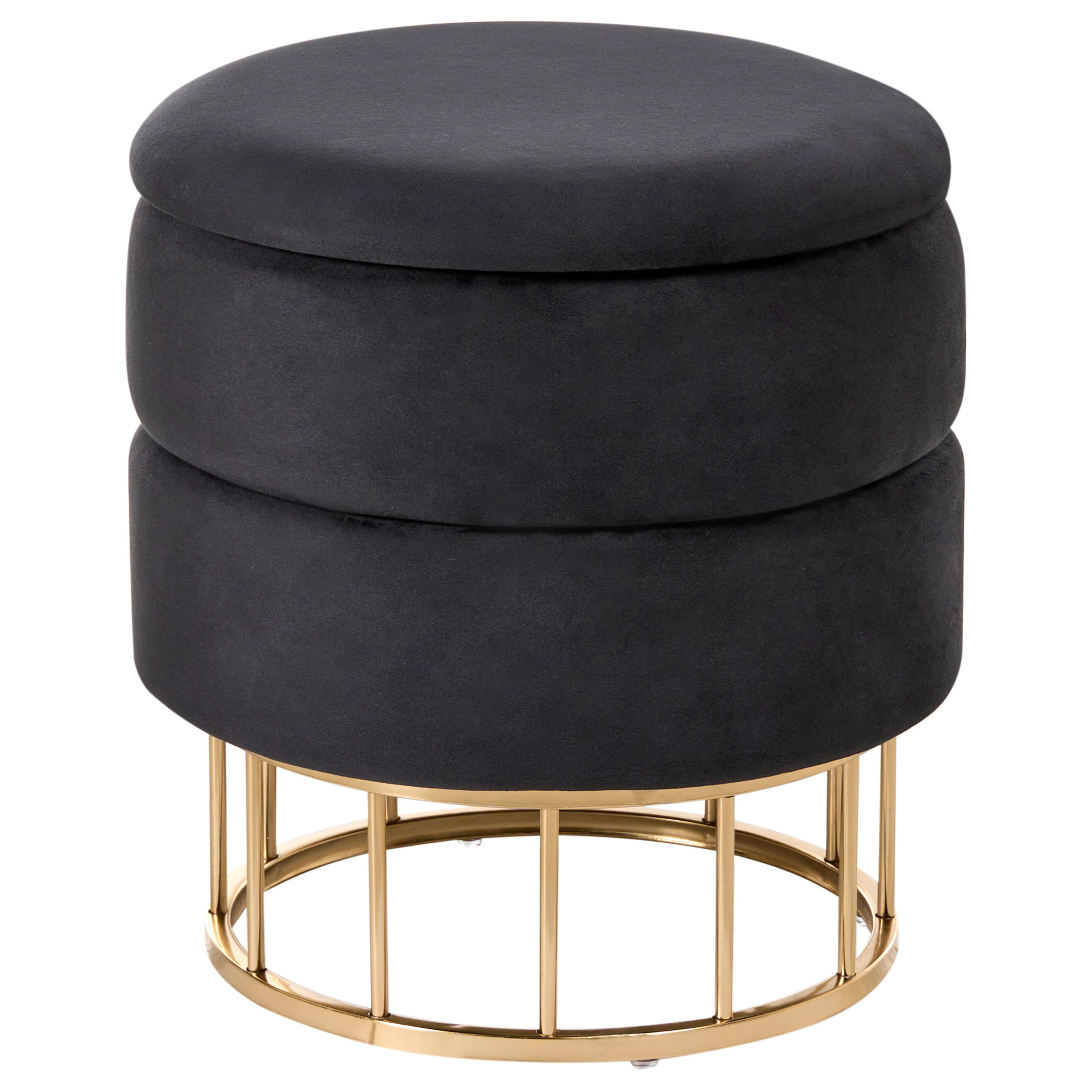 Beliani Pouf Schwarz, Gold 37x42x37 cm
