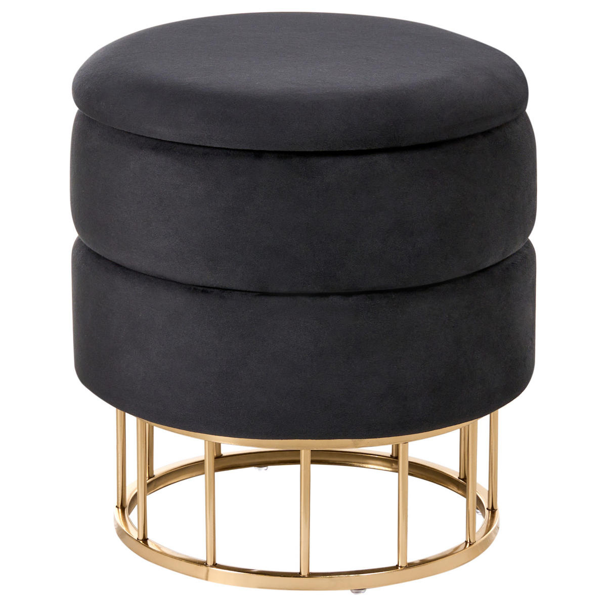 POUF Schwarz Elgin - Goldfarben/Schwarz, Textil (37/42/37cm) - Beliani