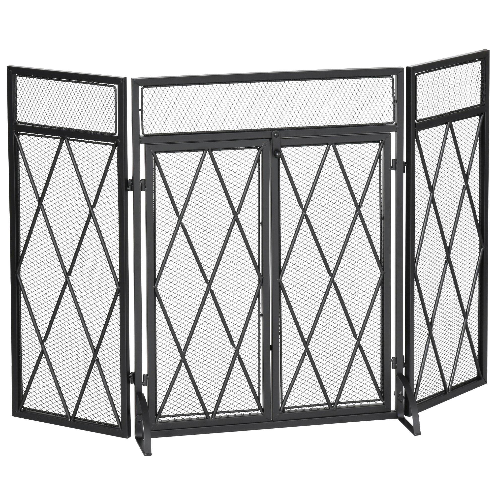 FUNKENSCHUTZGITTER, Metall, Schwarz, 120 x 79 cm - Schwarz, Metall (79/79/120cm) - HOMCOM