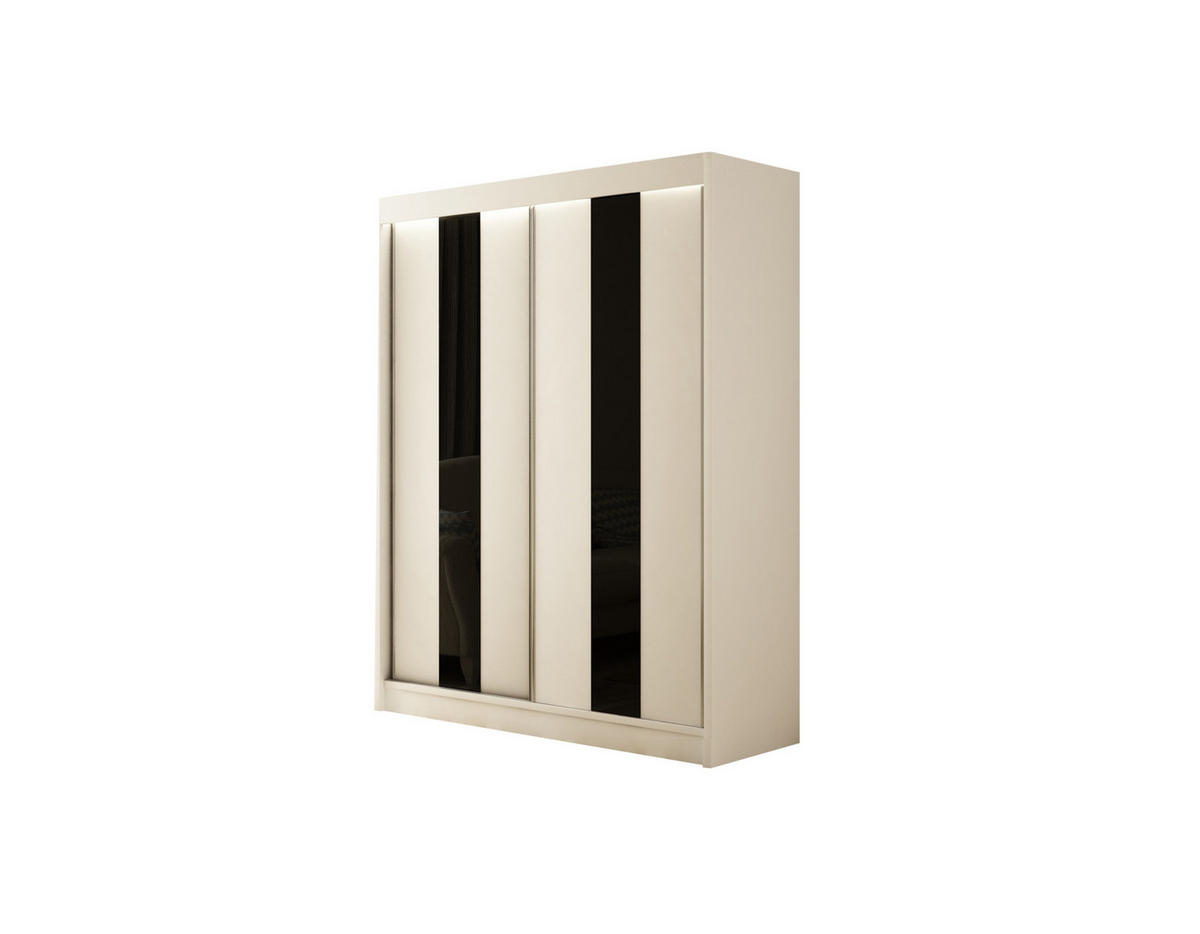 KLEIDERSCHRANK LUKIA - 120 cm - Weiß|Schwarz - Schwarz/Weiß, Holzwerkstoff (120/215/61cm) - ALTDECOR