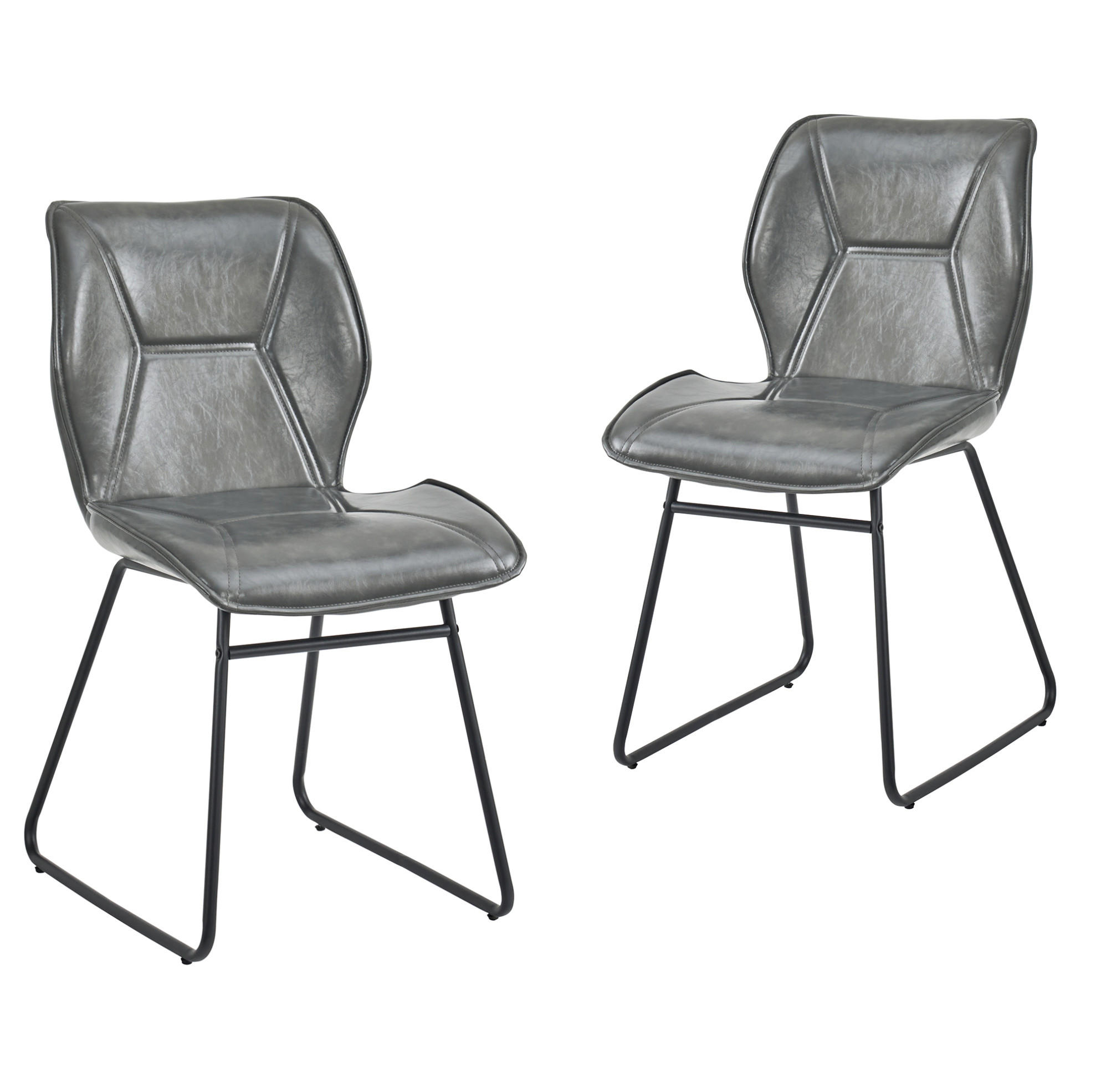 ESSZIMMERSTÜHLE 2er-Set Kunstleder mit Metallgestell Grau - Grau, Metall (47.5/81.5/60cm) - Meubliv