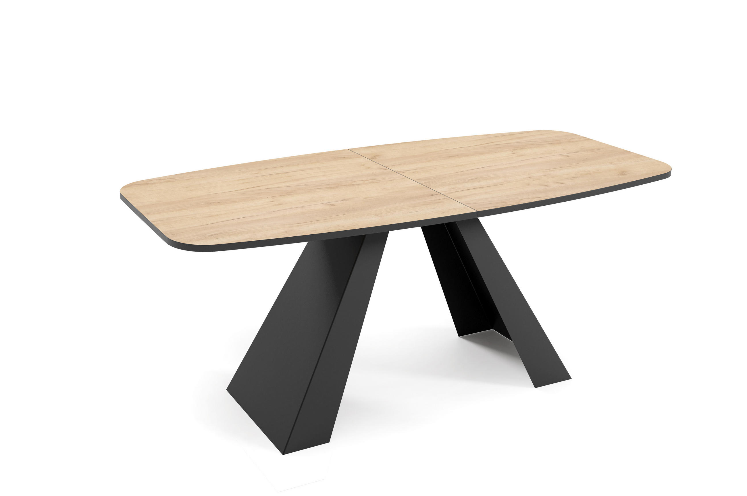 ESSTISCH Myron - Honigeiche/Schwarz, Holzwerkstoff/Metall (80/160/76cm) - Meblini