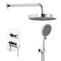 DUSCHARMATUR Set Unterputz 25 cm Regendusche mit Handbrause Chrom - Silberfarben, Metall (38/18/48cm)