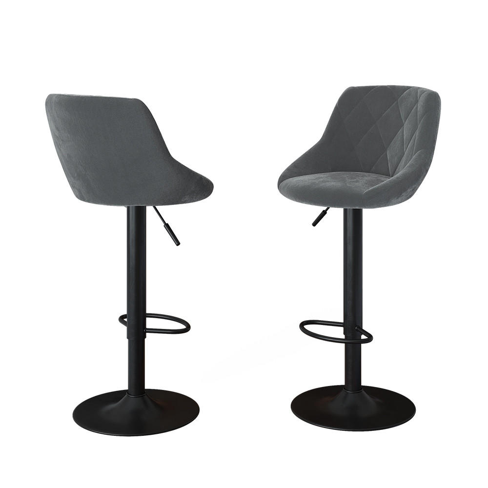 BARHOCKER 2ER SET Sena, Grau/Schwarz, 38.5 x 84 cm - Schwarz/Grau, Textil (47.5/84/49cm) - Vicco